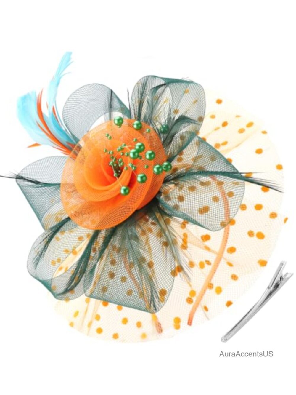 Women's Feather Fascinator Hat Mesh Ribbon Tea Party Headwear